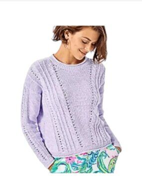 Lily Pulitzer Macy Sweater Purple 100% Cotton Sz Small Preppy